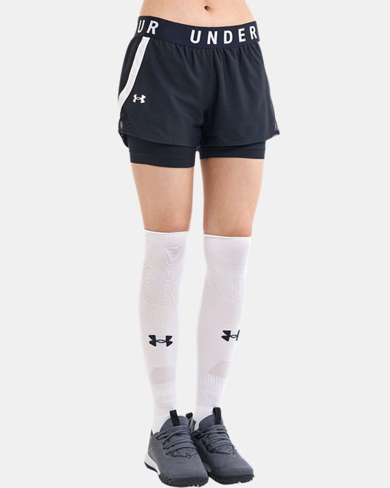 Women's UA Play Up 2-in-1 Shorts in Black image number 2
